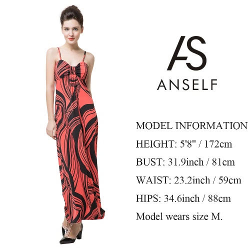 

New Fashion Women Maxi Dress Contrast Stripe Print Color Block Spaghetti Strap Casual Beach Dress Orange
