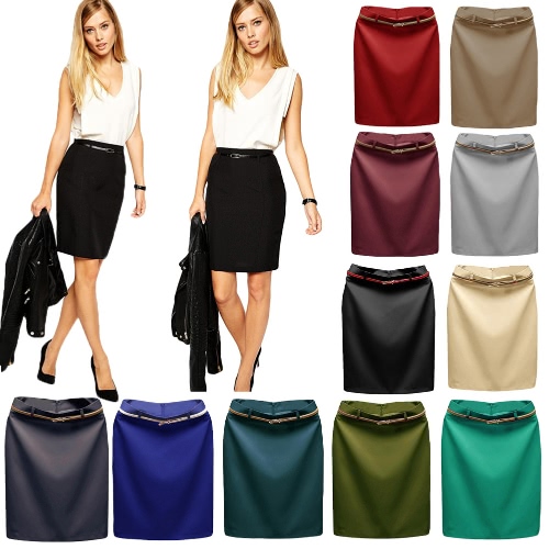 

Europe Sexy Women Mini OL Skirt Solid Color Zipper Closure Bodycon Casual A-Line Skirts
