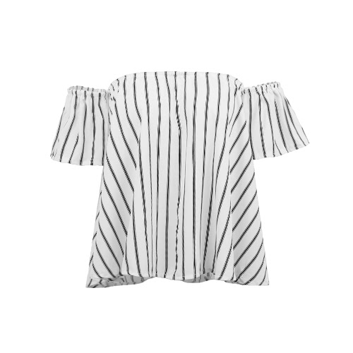 

Off Shoulder Stripe White Black Blouse