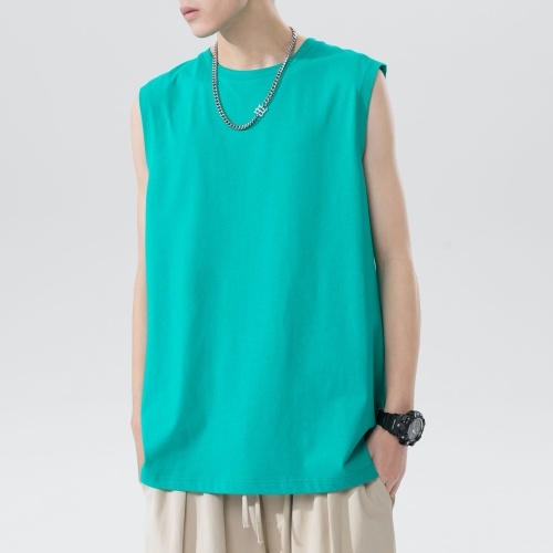 Men Tank Tops Sleeveless T-shirts O Neck Cotton Vests Plus Size Tees