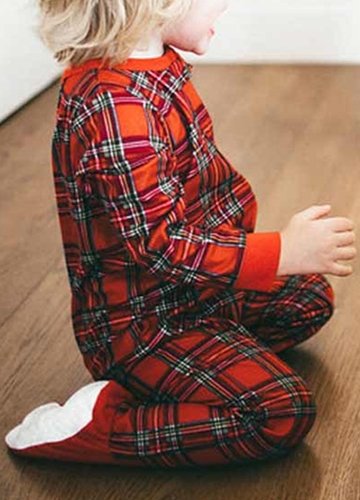 

Семейный детский малыш One-Piece Plaid Комбинезон Pajama Sleepwear Детский дом Wear