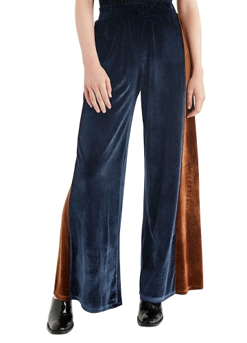 

Fashion Women Striped Velvet Elastic High Waist Wide Leg Pants