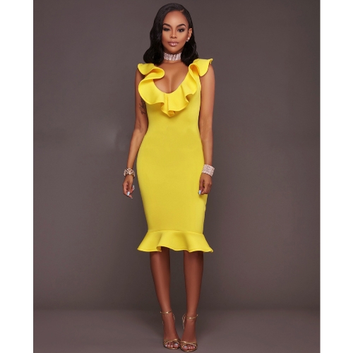 

Sexy Women Ruffle Bodycon Dress