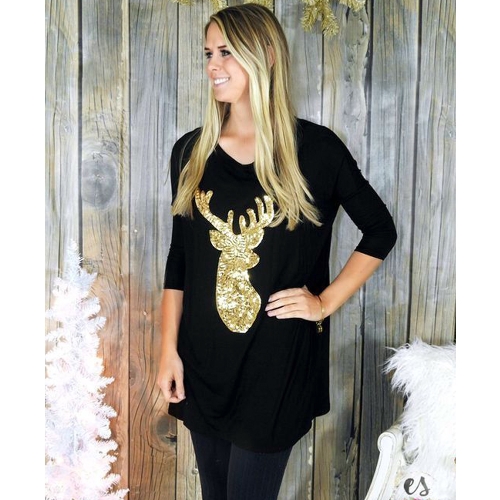 

Women Sparkling Sequin Loose Christmas T-Shirts