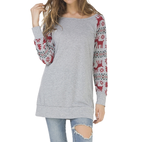 

Fashion Women Christmas Stripe Print T-Shirt