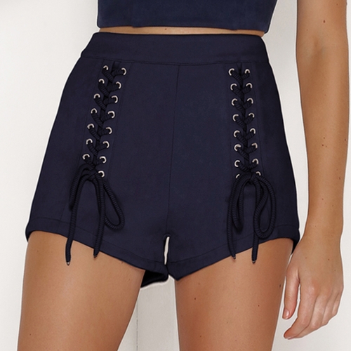 

New Sexy Women Faux Suede Lace-Up Bandage High Waist Shorts