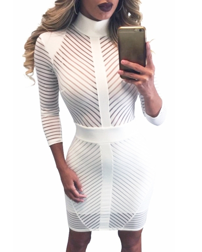 

Сексуальное женское платье с гладкой полосой Bodycon Mini