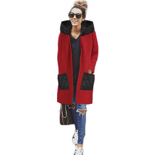 

Women Long Hoodie Sweatshirt Coat Pockets Zip Up Outerwear