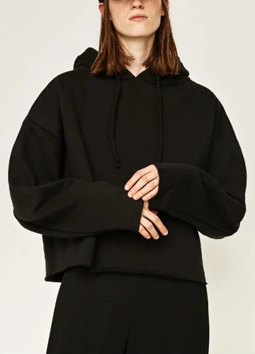 

Women Hoodie Sweatshirt Drawstring Hood Long Sleeve Loose Solid Sweater Top