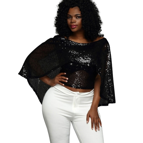 

Новый сексуальный Женщины Sequin Искорка Футболка с блестками вокруг шеи Backless Zipper партии Bling Блестящая Top розовый / золо