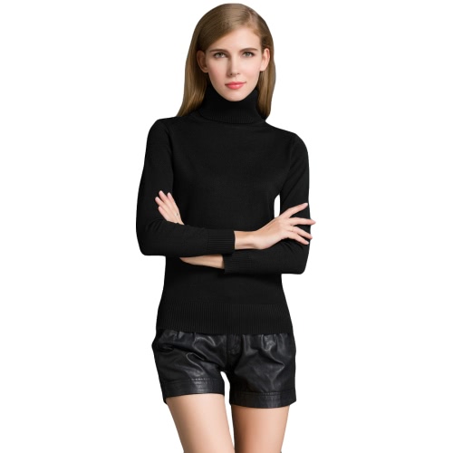 Fashion Winter Women Sweater Tricots manches longues à manches de tortue