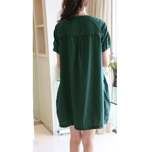 

Fashion Large Size V-Neck Polka Dot Short Sleeve Pockets Women's Dress