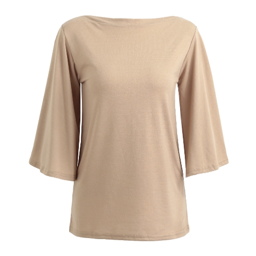 

Fashion Women Boat Neck Flare Sleeve Casual Blouse