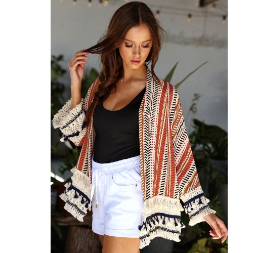 

Fashion Women Lace Crochet Jacket Printed Loose Cardigan