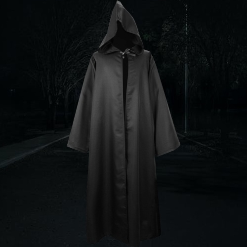 

Men Women Halloween Costume Cloak Solid Color Hooded Long Sleeve Tunic Robe Cardigan Cape