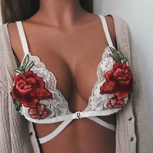 

Sexy Lace Цветочная аппликация Регулируемый ремень эластичный беспроводной женский бюстгальтер