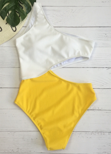 

Одно плечо Цветная вырезка Monokini Sexy Women One-piece