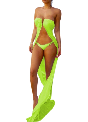 

Solid U без бретелек Elastic Maxi Beach Cover Up