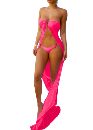 

Solid U Strapless Elastic Maxi Beach Cover Up