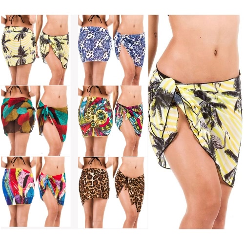 

New Sexy Women Mini Chiffon Skirt Special Print Different Color Beach Holiday Casual Thin Skirt