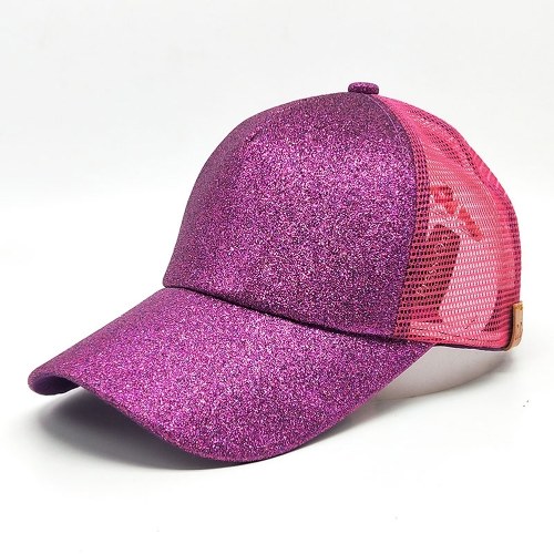 

Девочка Cap Sequined Fishnet Splice Бейсбол Спорт Повседневная хип-поп Streetwear Flat Hat