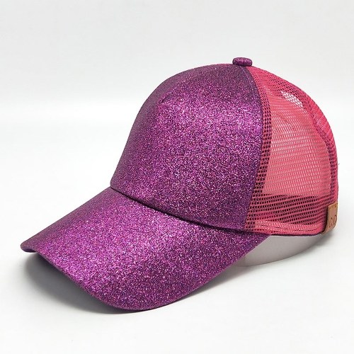 

Girls Cap Sequined Fishnet Splice Baseball Sport Casual Hip-Pop Streetwear Flat Hat