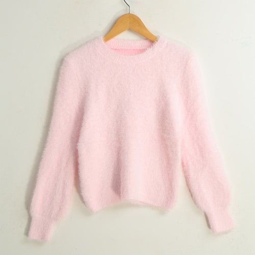 New Fashion Women Knitted Sweater Solid Color O-Neck Long Sleeve Casual Thick Warm Jumper Pullover Knitwear