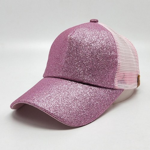 

Girls Cap Sequined Fishnet Splice Baseball Sport Casual Hip-Pop Streetwear Flat Hat