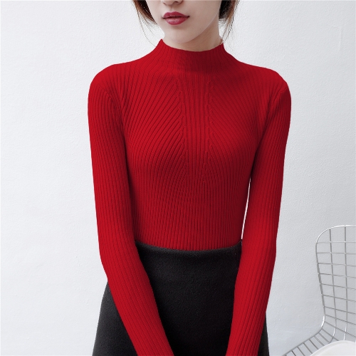 

Striped Turtle Neck Long Sleeves Stretchy Sweater