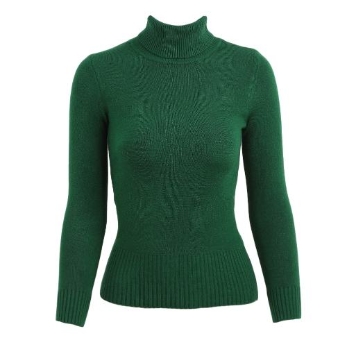

Women Slim Knitted Long Sleeve High-Neck Sweater