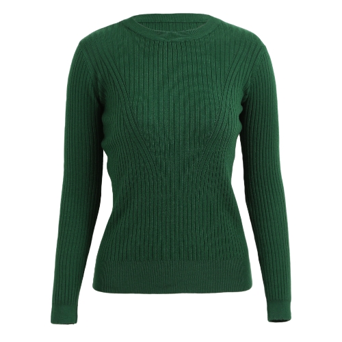 Maglia da donna a maniche lunghe con collo alto in maglione elastico a maniche lunghe