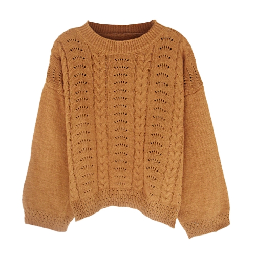 

Женщины Loose Knitted Sweater O-Neck с длинным рукавом Твердые теплые пуловеры Top Knitwear