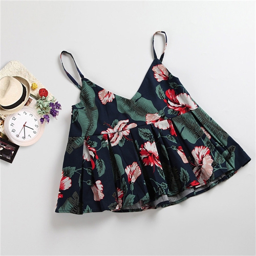 

Новая мода женщины весна лето Crop Top Tank Tops Спагетти ремень Ruffle обрезанное Vest
