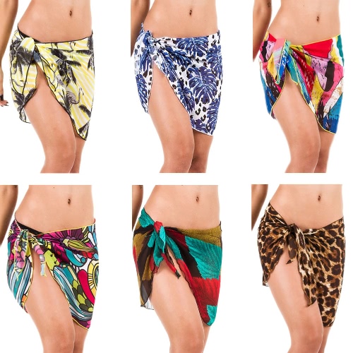 

New Sexy Women Mini Chiffon Skirt Special Print Different Color Beach Holiday Casual Thin Skirt