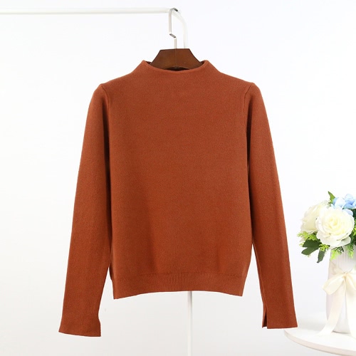 Neue Frauen Strick Pullover Pullover Pullover Turtleneck Schlitz Lange Ärmel Casual Strickwaren Tops