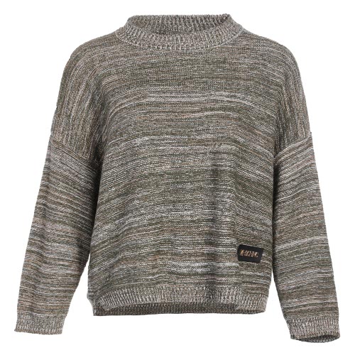 

Women Loose Knitted Pull Over Striped Dropped Shoulder Sweater
