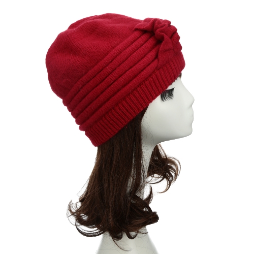 Fashion Women Knitted Hat Ruffle Ornament Muti Colors Thick Warmer Cap