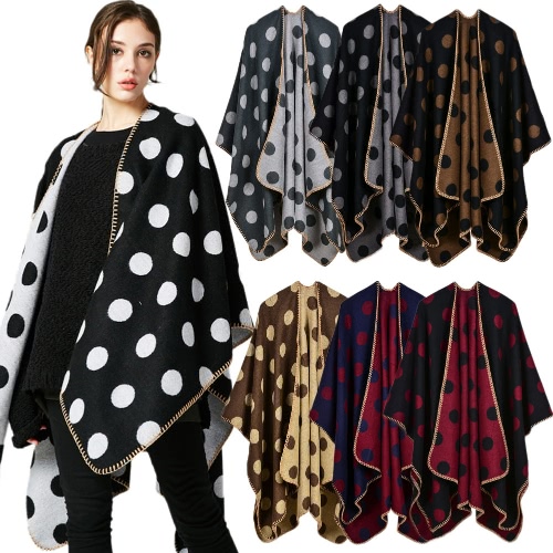 

Зимний женский свитер Poncho Негабаритный трикотажный плащ плаща Loose Outwear Coat Cape Cardigan