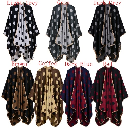 

Winter Women Poncho Sweater Oversized Knitted Dot Cloak Shawl Loose Outwear Coat Cape Cardigan