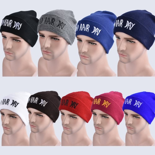 

Beanie Bad Hair Day Hat Letter Взрослый повседневный унисекс Акриловая шляпа Hat Зимняя шапочка Beanie для мужчин Женщины