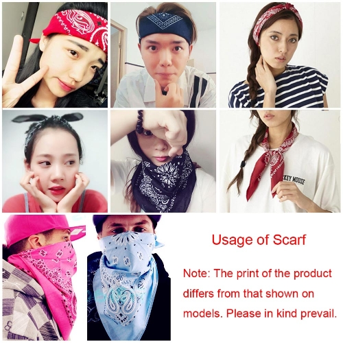

Vintage Women Men Square Scarf Kerchief Retro Print Multi-Colors Headband Boho Scarves