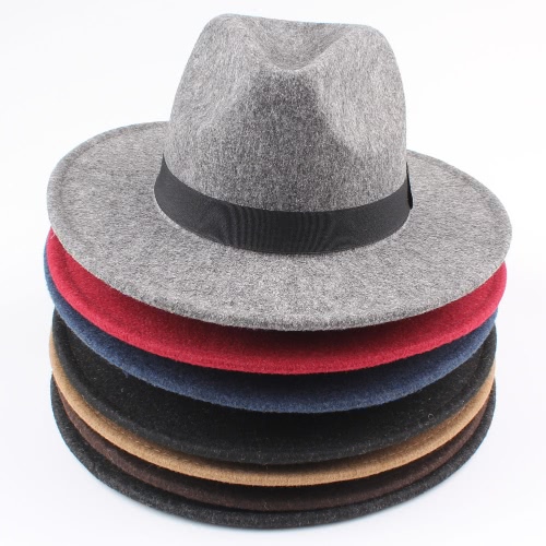 

Женщины Мужчины Unisex Felt Trilby Hats Широкий Brim Регулируемая шляпа Jazz Hat Fedora