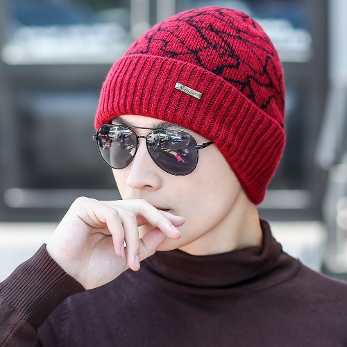 Men Knitted Beanies Hat Dome Ribbed Autumn Winter Cap Warm Skullies Street Hat Headwear