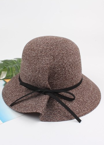 

Women Summer Sun Straw Hat Bow Adjustable Dome Summer Panama Beach Holiday Cap