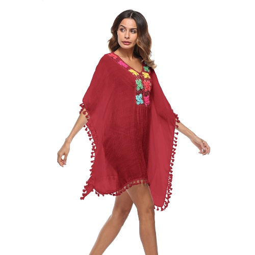 

Women Swimsuit Cover Up Crochet Lace Hollow Out Boho Loose Beach Bikini Cover-up