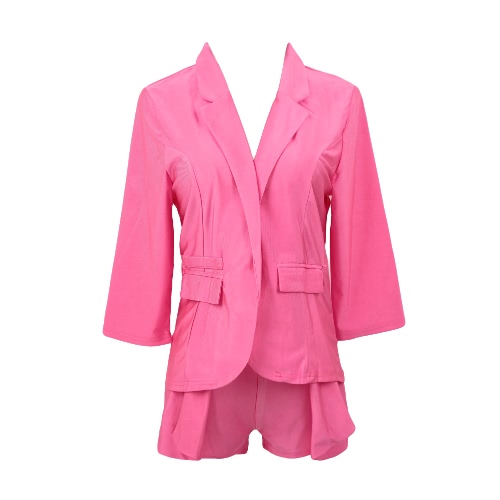 

Fashion 3/4 Sleeve Blazer Jacket Hot Pants Shorts Slim Two-Piece Set Outfit