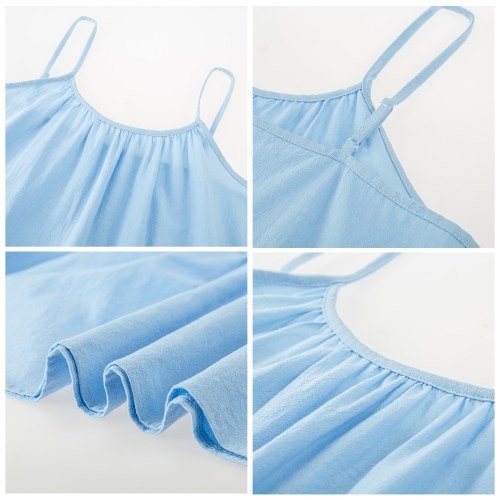 

Women Ruffle Dress Spaghetti Straps Sleeveless Backless Pleated Dress Summer Long Dress
