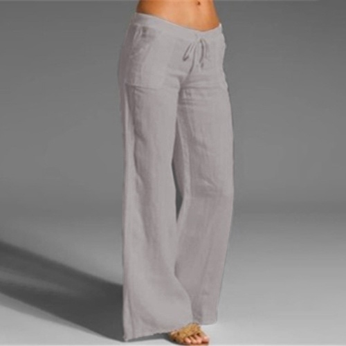 

Women Wide Leg Pants High Elastic Waist Drawstring Pockets Flared Leg Loose Casual Trousers Plus Size