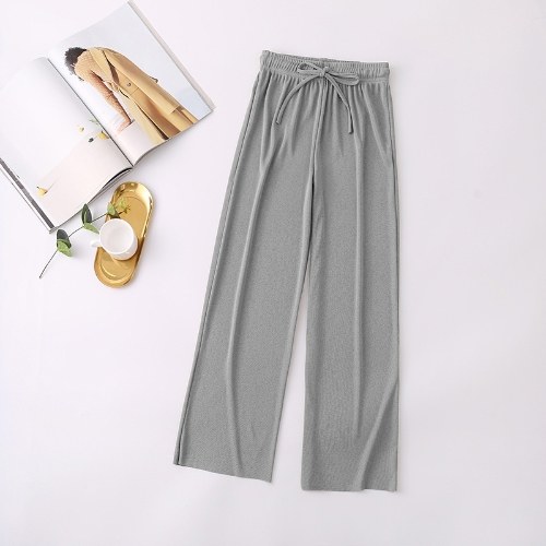 

Women Wide Legs Pants Elastic High Waist Straight Casual Loose Pants