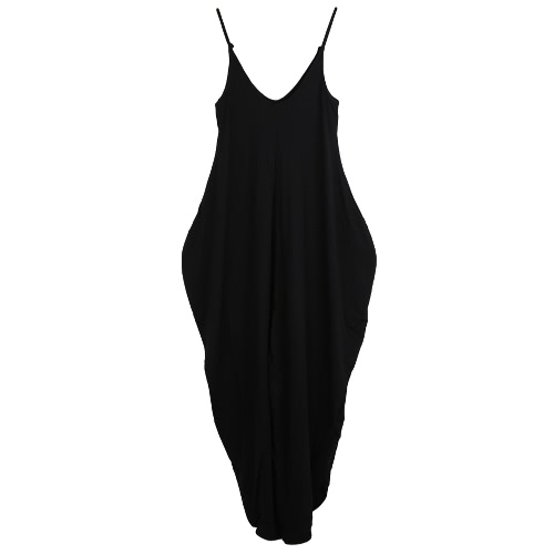 

New Sexy Women Jumpsuits Deep V Neck Open Back Sleeveless Irregular Baggy Legs Large Size Rompers Playsuits